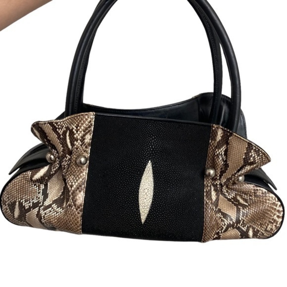 Stingray and python leather exotic handbag rare